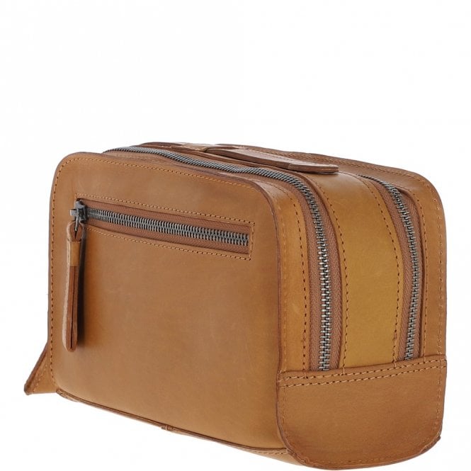 Ashwood Leather Mens Waxy Leather Washbag Cognac: W-77
