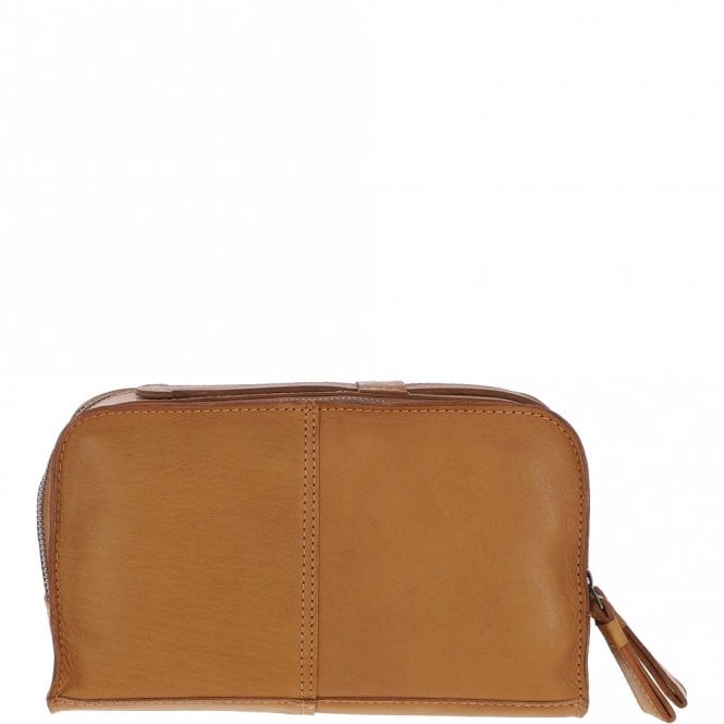 Ashwood Leather Mens Waxy Leather Washbag Cognac: W-77