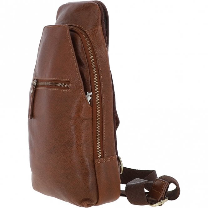 Ashwood Leather Michigan Leather Three Pocket Sling Bag Cognac: M-53