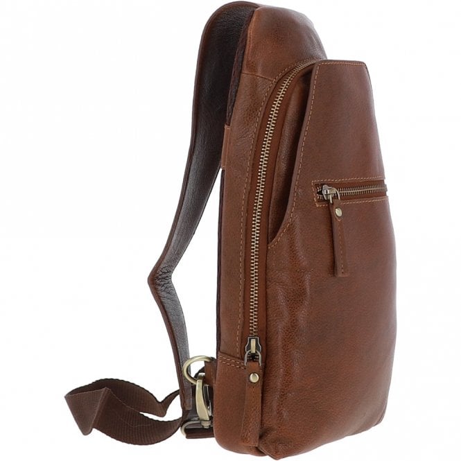 Ashwood Leather Michigan Leather Three Pocket Sling Bag Cognac: M-53
