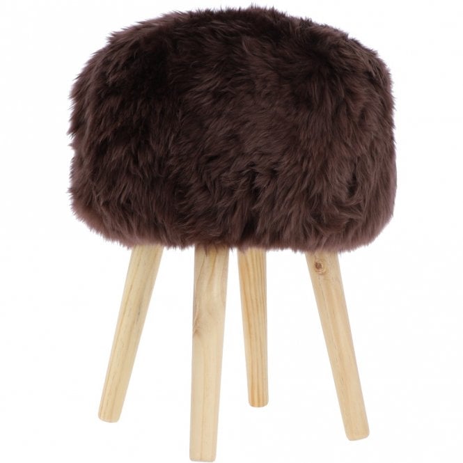 Ashwood Leather New Zealand Sheepskin Stool Chocolate: NZ Stool
