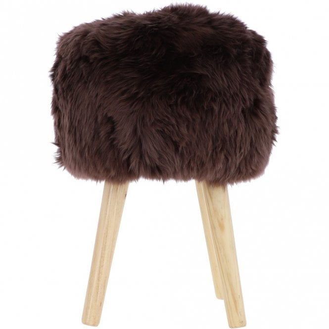 Ashwood Leather New Zealand Sheepskin Stool Chocolate: NZ Stool