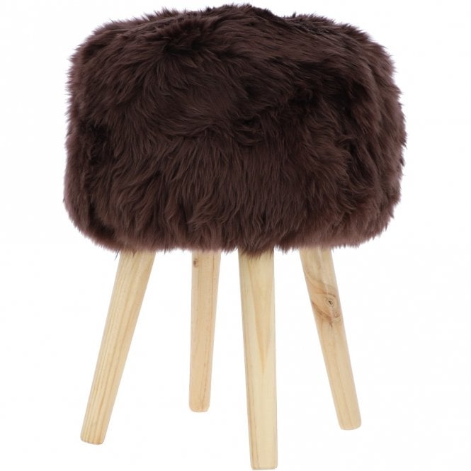 Ashwood Leather New Zealand Sheepskin Stool Chocolate: NZ Stool