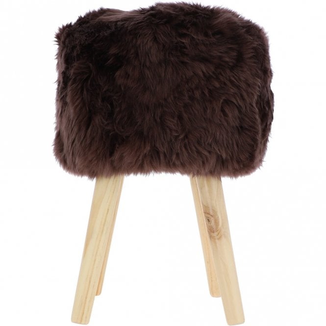 ashwood leather New Zealand Sheepskin Stool Chocolate: NZ Stool