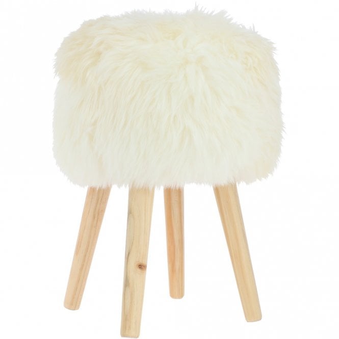 Ashwood Leather New Zealand Sheepskin Stool Natural: NZ Stool