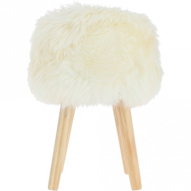 Ashwood Leather New Zealand Sheepskin Stool Natural: NZ Stool