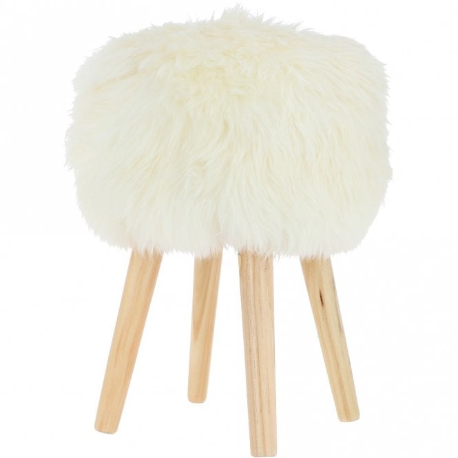 Ashwood Leather New Zealand Sheepskin Stool Natural: NZ Stool