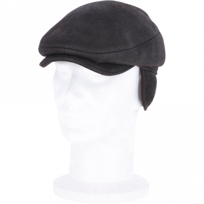 Ashwood Leather One Piece Sheepskin Leather Flat Cap Brown : Cheshire