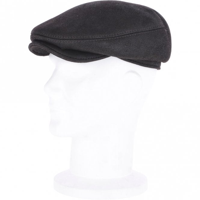 Ashwood Leather One Piece Sheepskin Leather Flat Cap Brown : Cheshire