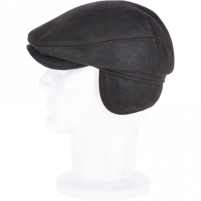 Ashwood Leather One Piece Sheepskin Leather Flat Cap Brown : Cheshire