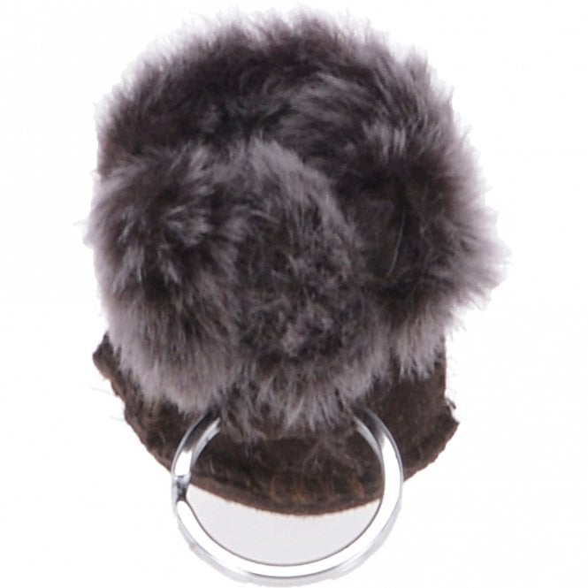 Ashwood Leather Sheepskin Boot Key Ring : Brown/Snuff