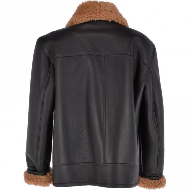 Ashwood Leather Sheepskin Flying Jacket Black Ginger : Hunter