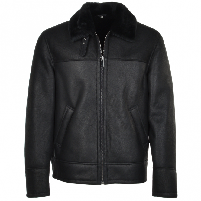 ashwood leather Sheepskin Flying Jacket Black : Hunter