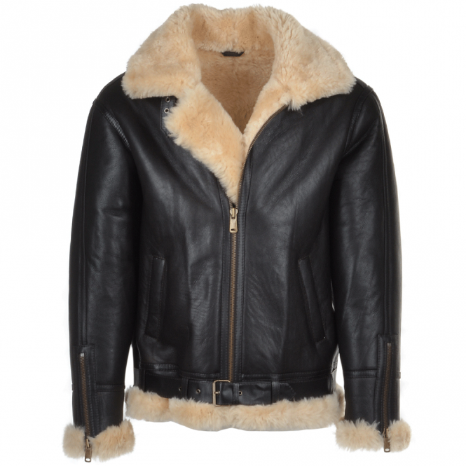 ashwood leather Sheepskin Flying Jacket Brown/ cream : Leo