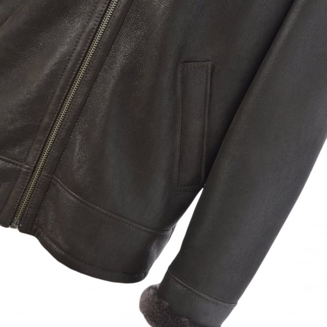 Ashwood Leather Sheepskin Flying Jacket Mouse Cotton : Hunter