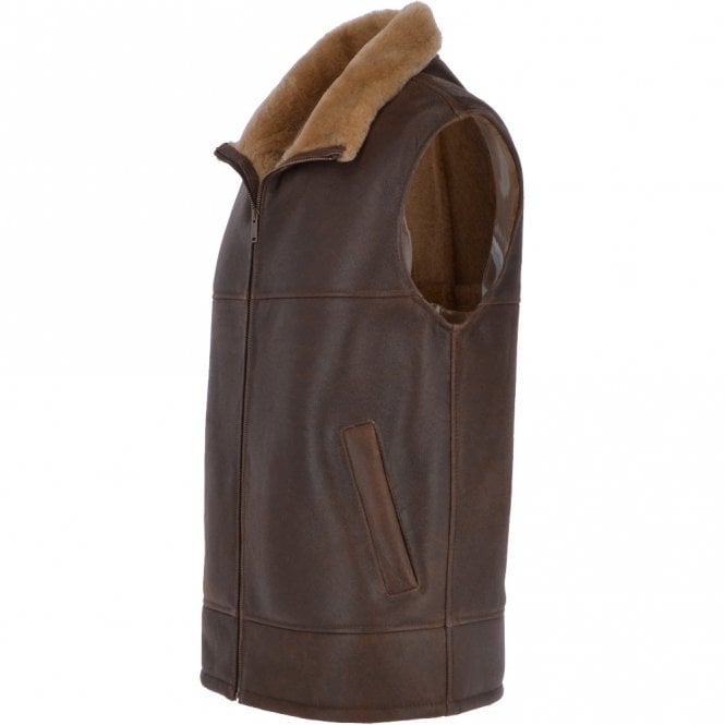 Ashwood Leather Sheepskin Gilet Camel Antique : Norden