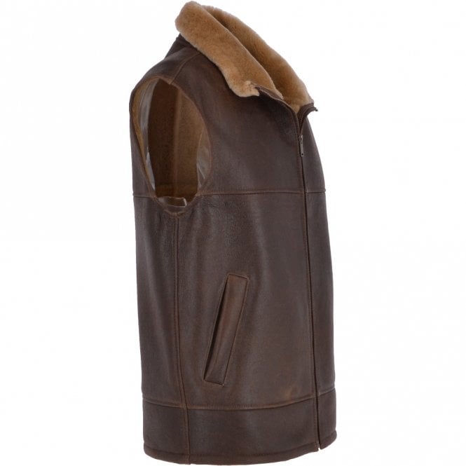 Ashwood Leather Sheepskin Gilet Camel Antique : Norden