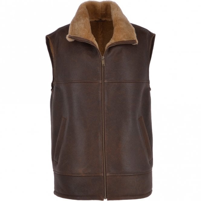 ashwood leather Sheepskin Gilet Camel Antique : Norden