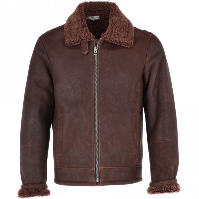 ashwood leather Sheepskin Leather Flying Jacket Brown : Bruce