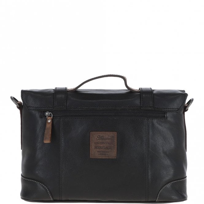 Ashwood Leather Small Leather Work Briefcase Black/mud : 4553