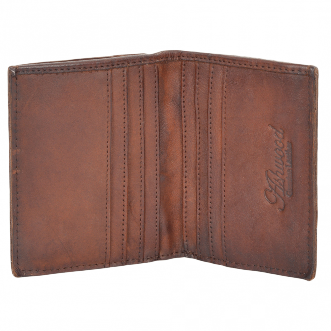 Ashwood Leather Small Vintage Dipped 3 Card Bill Fold Leather Wallet Rust :1777