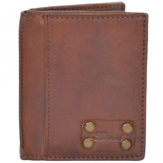 ashwood leather Small Vintage Dipped 3 Card Bill Fold Leather Wallet Rust :1777