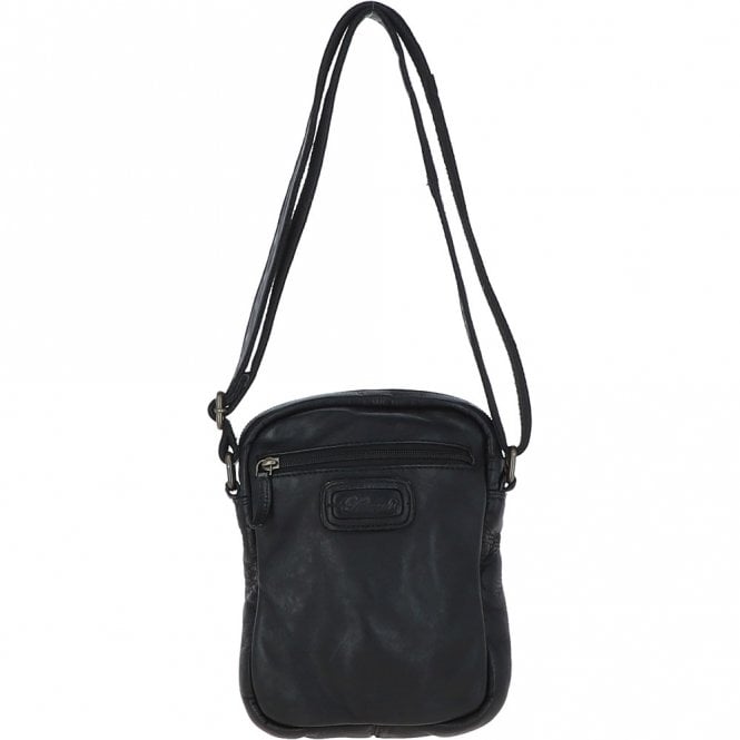 Ashwood Leather Small Vintage Wash Leather Travel Bag Black : GIN