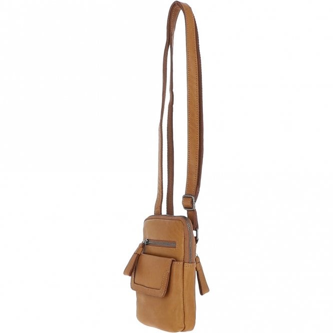 Ashwood Leather Small Waxy Leather Messenger Bag Cognac: W-71