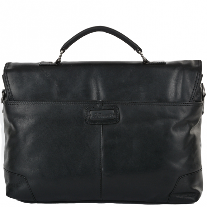 Ashwood Leather Soft Leather Handcrafted Briefcase Black : Elliot