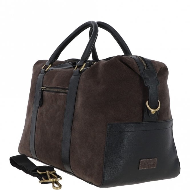 Ashwood Leather Suede And Leather Luxury Holdall Grey : Harrington
