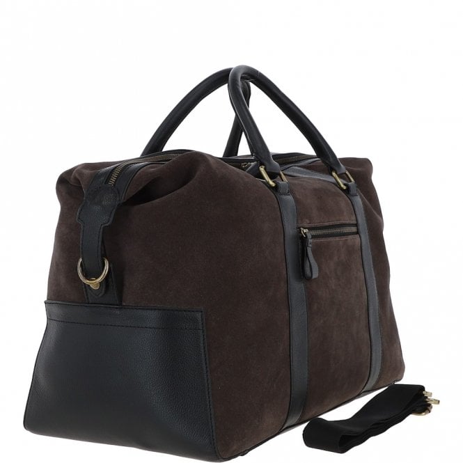 Ashwood Leather Suede And Leather Luxury Holdall Grey : Harrington