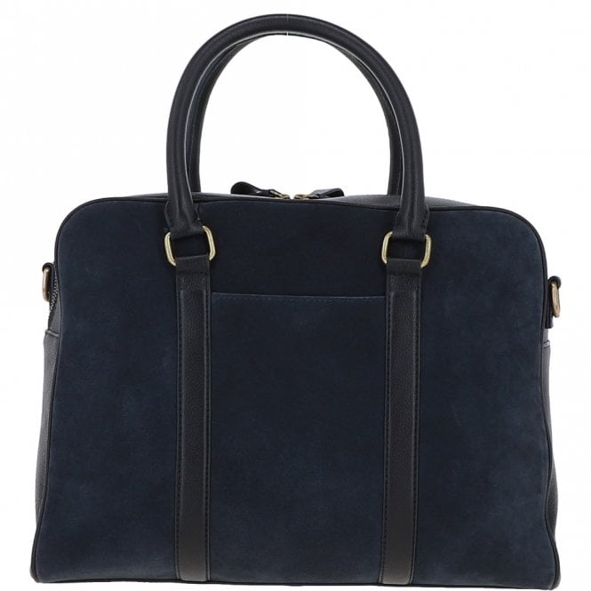 Ashwood Leather Suede And Leather Luxury Laptop Bag Navy : Winston