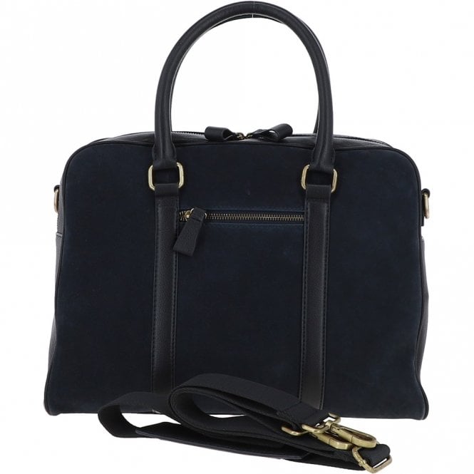 ashwood leather Suede and Leather Luxury Laptop Bag Navy : Winston