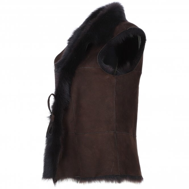 Ashwood Leather Toscana Suede Leather Gilet Brn/Brn : Kashmina