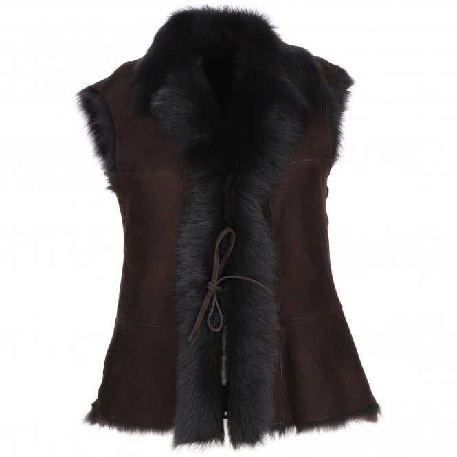 ashwood leather Toscana Suede Leather Gilet Brn/Brn : Kashmina