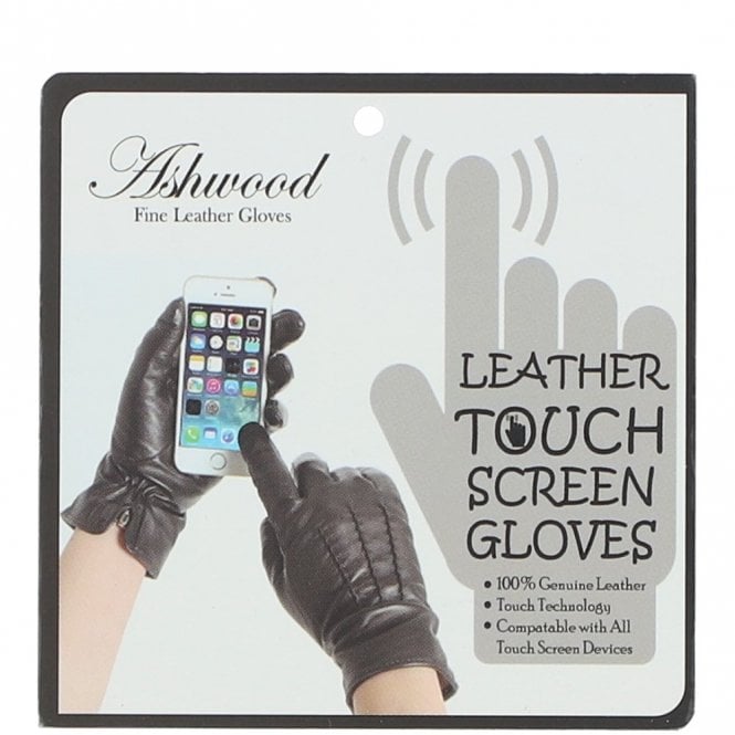 Ashwood Leather Touch Screen Friendly Leather Gloves Black : 821