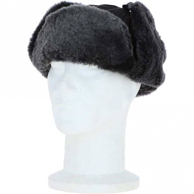 Ashwood Leather Trapper Hat With Sheepskin Fur Black/brissa : Aspen