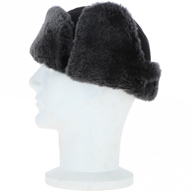 Ashwood Leather Trapper Hat With Sheepskin Fur Black/brissa : Aspen