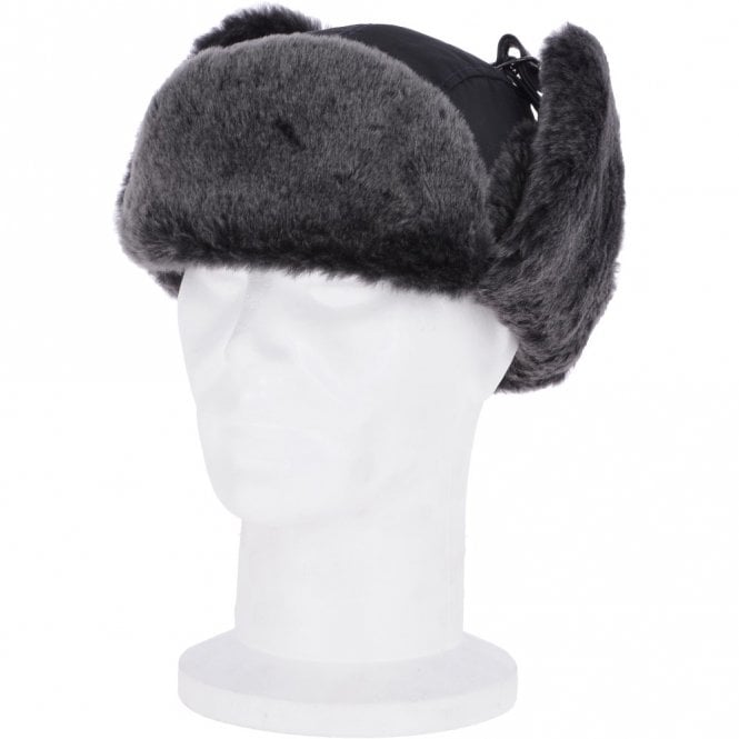 Ashwood Leather Trapper Hat With Sheepskin Fur Navy : Aspen