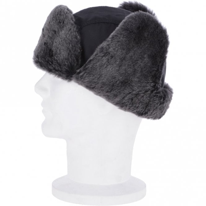 Ashwood Leather Trapper Hat With Sheepskin Fur Navy : Aspen
