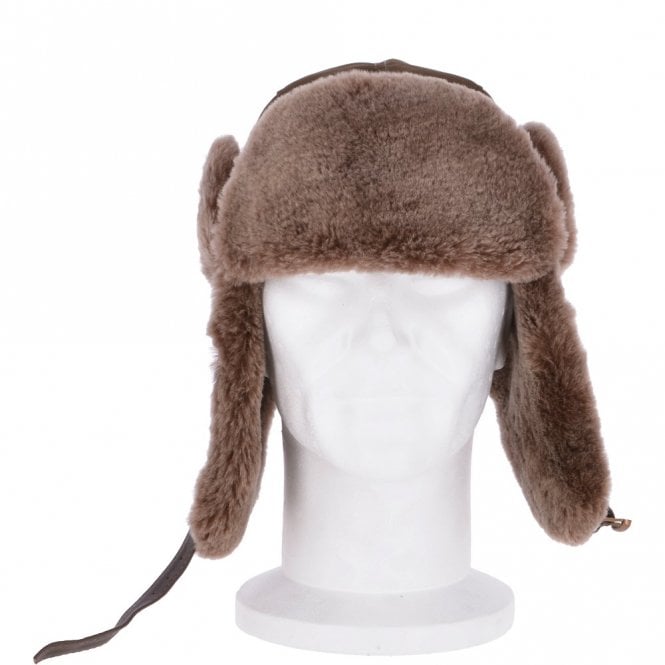 ashwood leather Trapper Hat With Sheepskin Fur Olive : Aspen