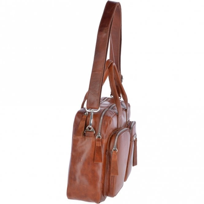 Ashwood Leather Two Section Oily Hunter Leather Work Bag Tan : 1662