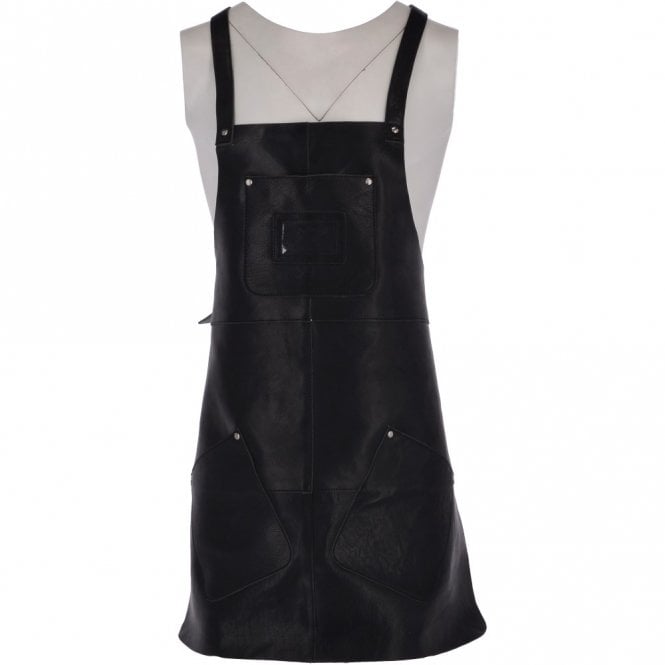 ashwood leather Unisex Cross Back Leather Apron Black : Odell