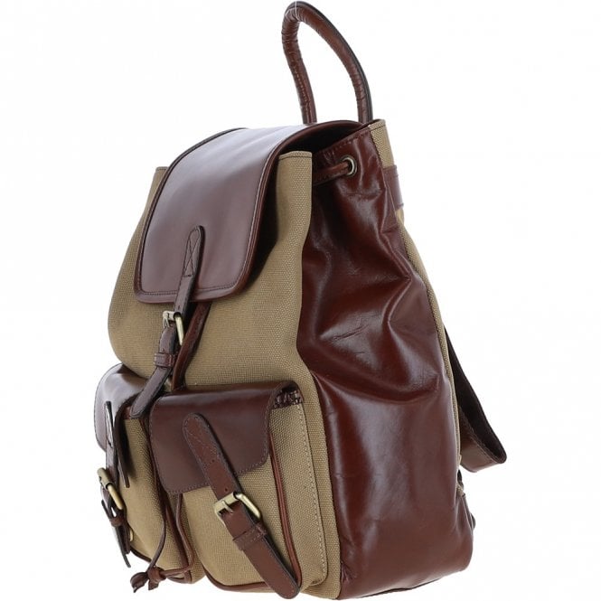 Ashwood Leather Unisex Leather Backpack - Rucksack Brandy/beige