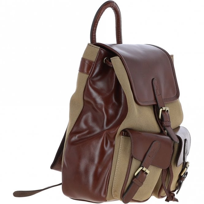 Ashwood Leather Unisex Leather Backpack - Rucksack Brandy/beige
