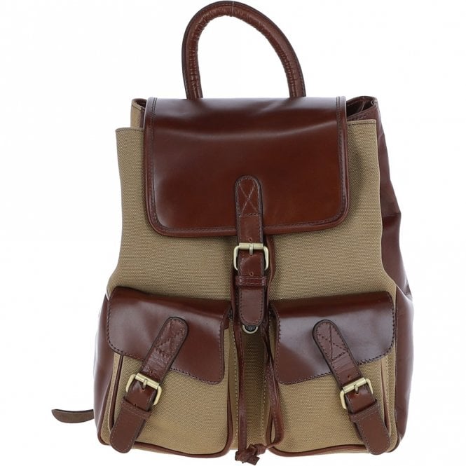 ashwood leather Unisex Leather Backpack - Rucksack Brandy/beige