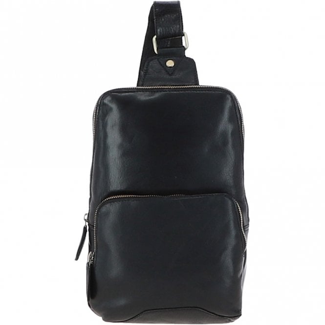 ashwood leather Unisex Medium Luxury Leather Sling Bag Black : G-39