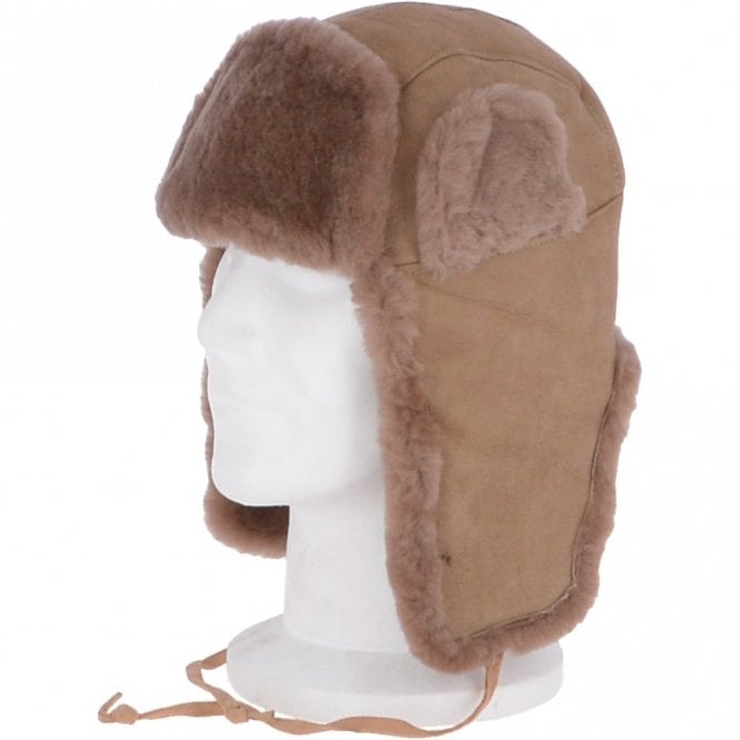 Ashwood Leather Unisex Sheepskin Trapper Hat Beige : Barin