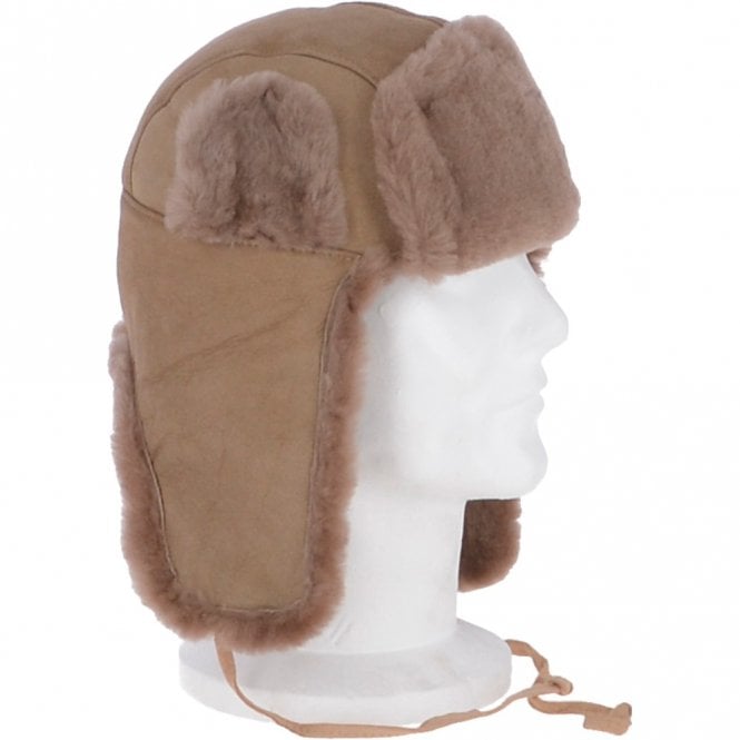 Ashwood Leather Unisex Sheepskin Trapper Hat Beige : Barin