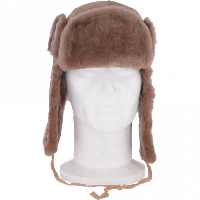 ashwood leather Unisex Sheepskin Trapper Hat Beige : Barin
